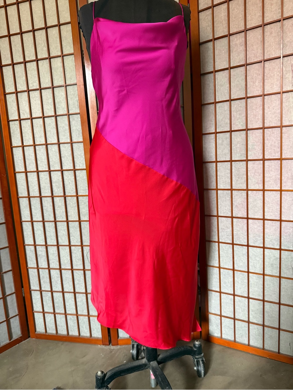 Women's Cushnie x Target Pink Red Colorblock Cowl Neck Midi Dress Size 12